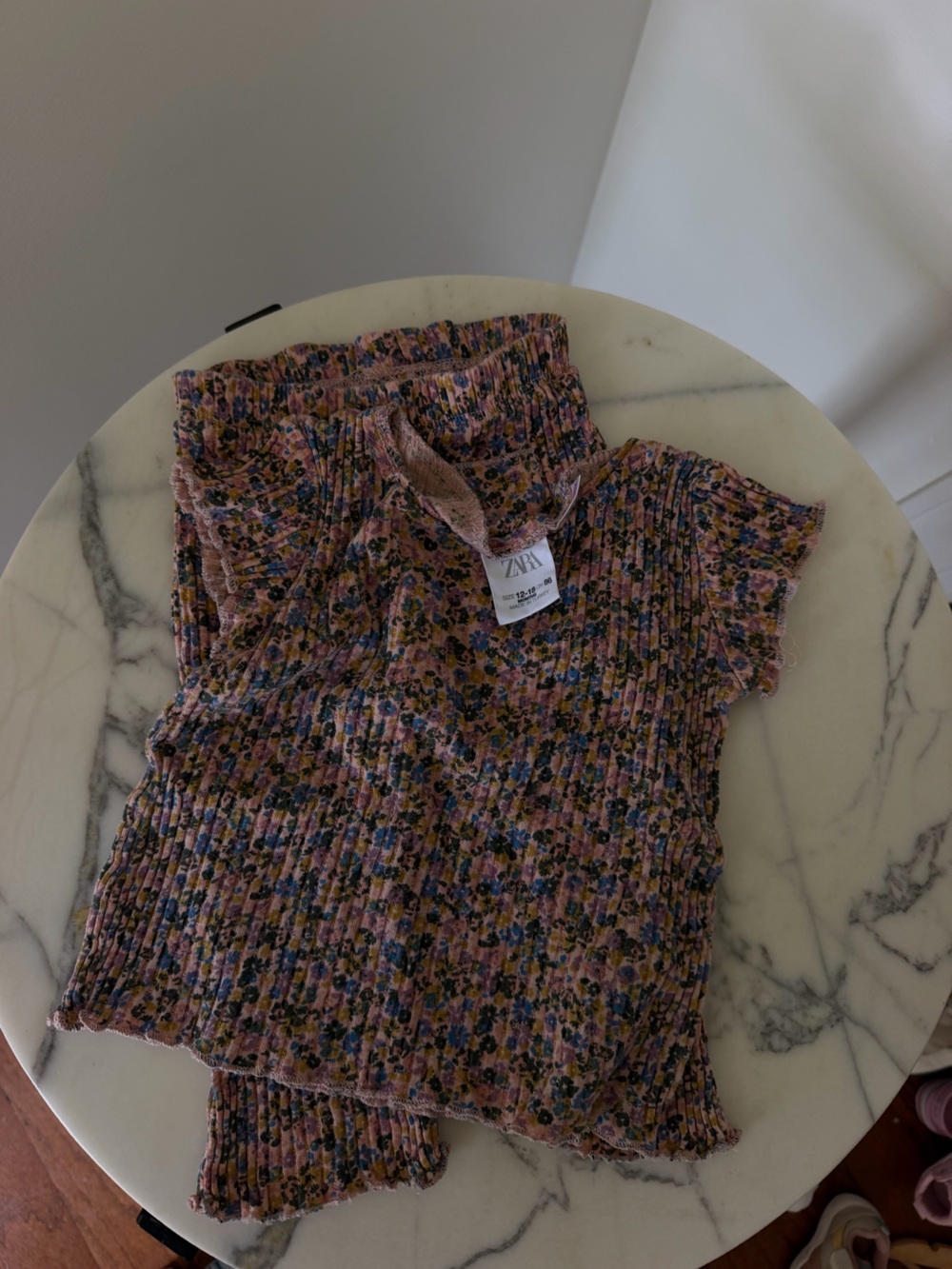 ZARA Pink Multicolor Floral Smocked Camisole